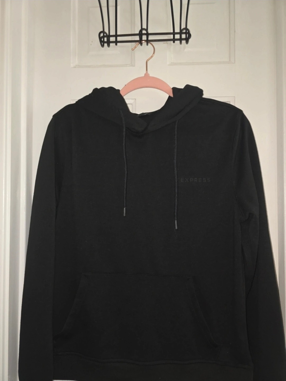 Express Men's Black Pullover Hoodie with Subtle Logo